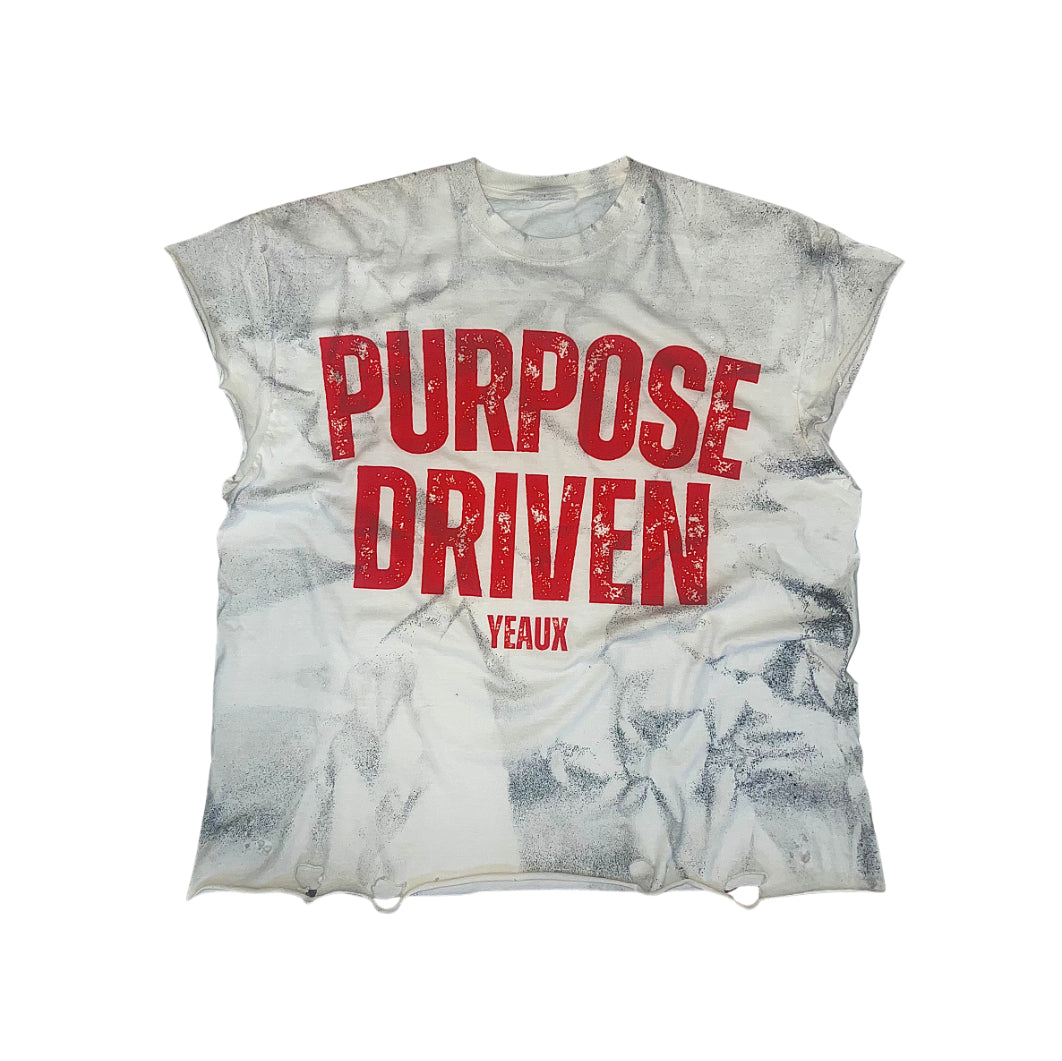 YEAUX Purpose Driven sleeveless tee - cream/red/black