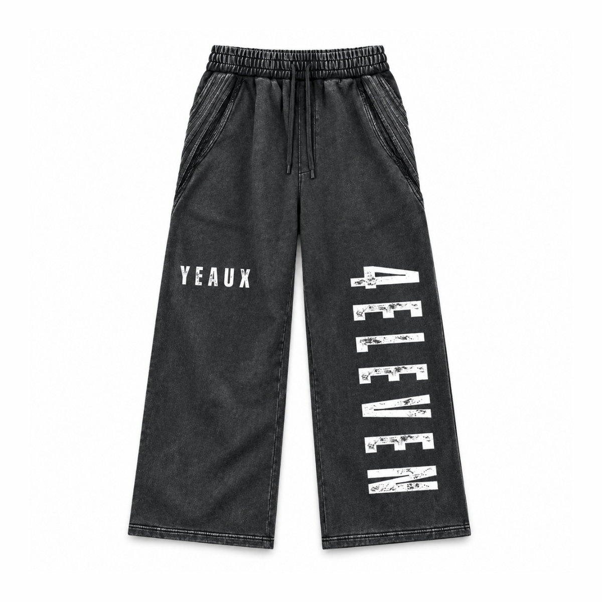 YEAUX tape raw 4ELEVEN sweatpants - black wash (2-3 week fulfillment)