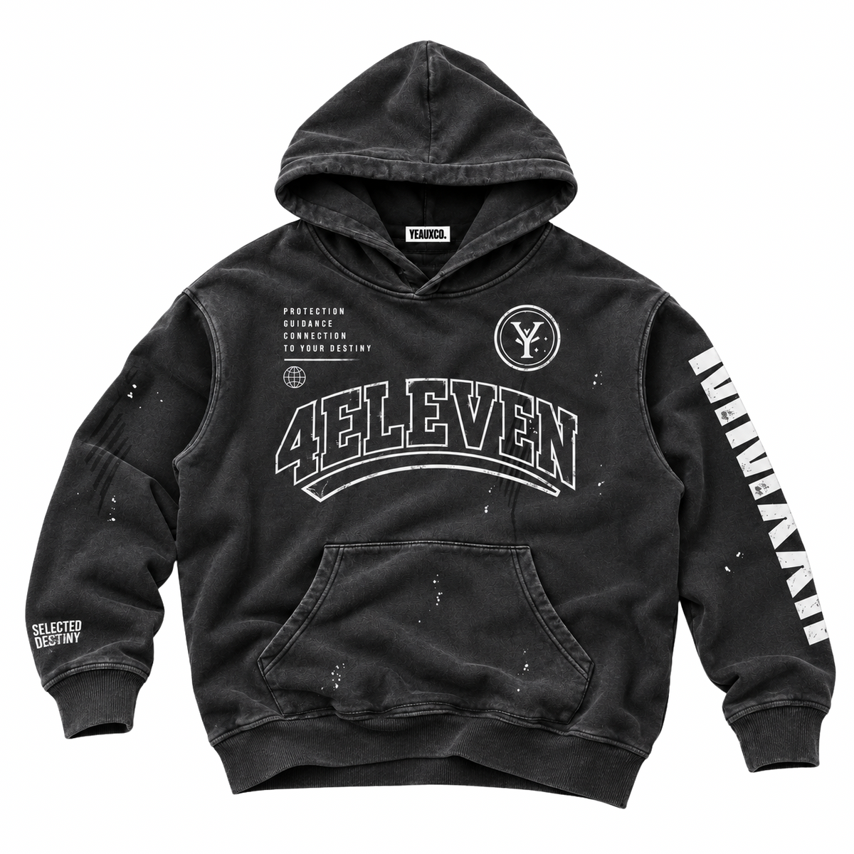 YEAUX 4ELEVEN vintage washed hoody - black wash (2-3 week fulfillment)