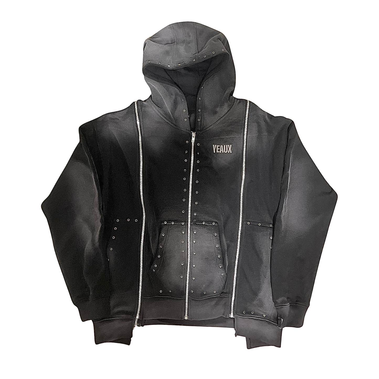 YEAUX Triple Zip Hoodie - blk sun fade