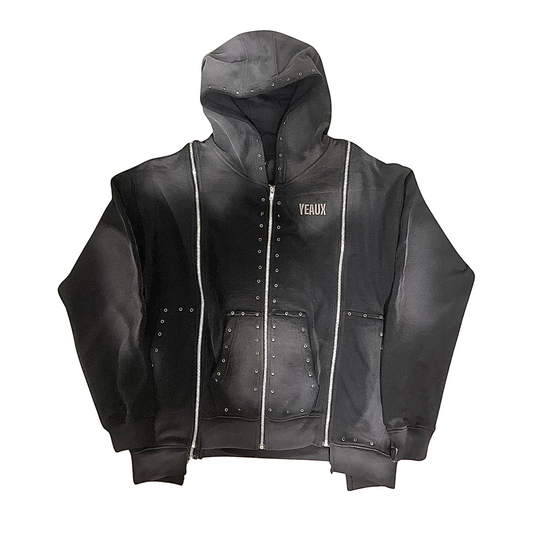 YEAUX Triple Zip Hoodie - blk sun fade