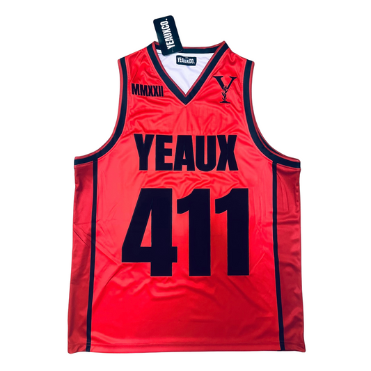 YEAUX 411 Authentic BBall Jersey - red/blakc