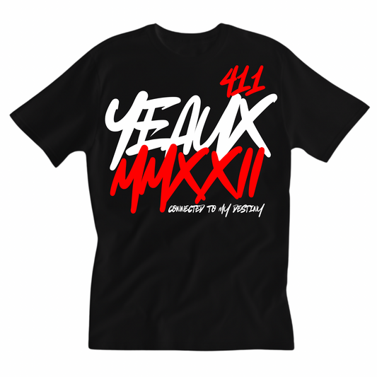YEAUX “connected to my destiny” tee - black/white/red