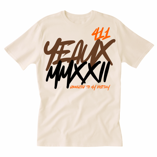 YEAUX “connected to my destiny” tee - cream/brown/orange