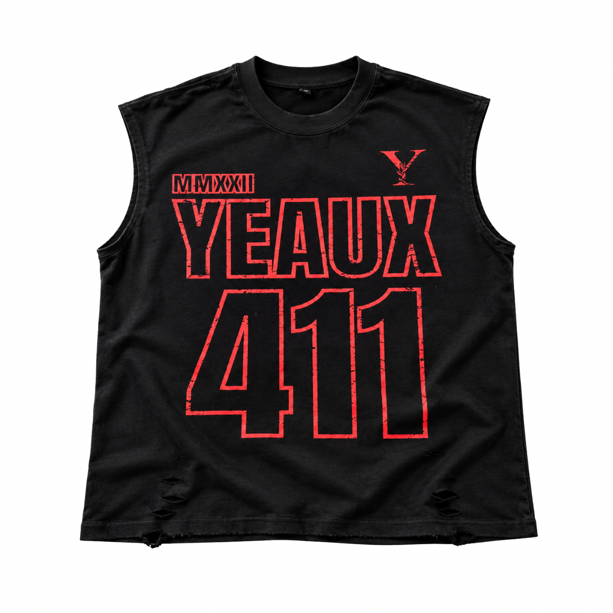 YEAUX 411 sleeveless tee - black/red