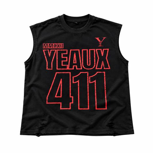 YEAUX 411 sleeveless tee - black/red