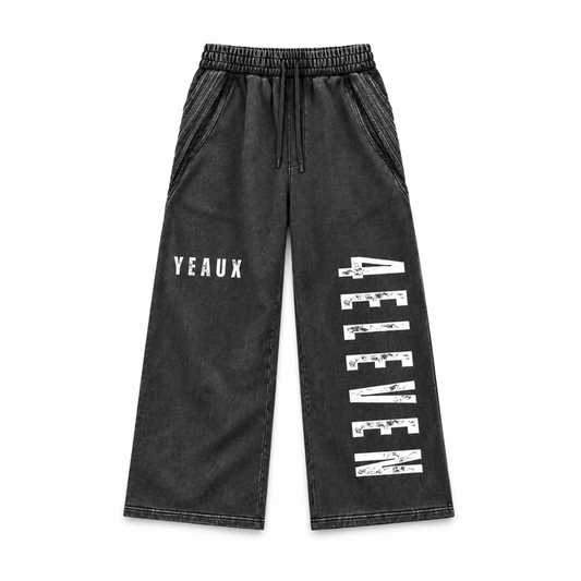 YEAUX tape raw 4ELEVEN sweatpants - black wash (2-3 week fulfillment)