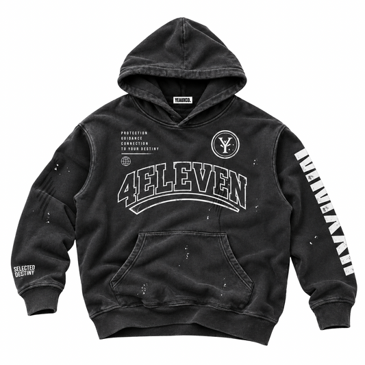 YEAUX 4ELEVEN vintage washed hoody - black wash (2-3 week fulfillment)