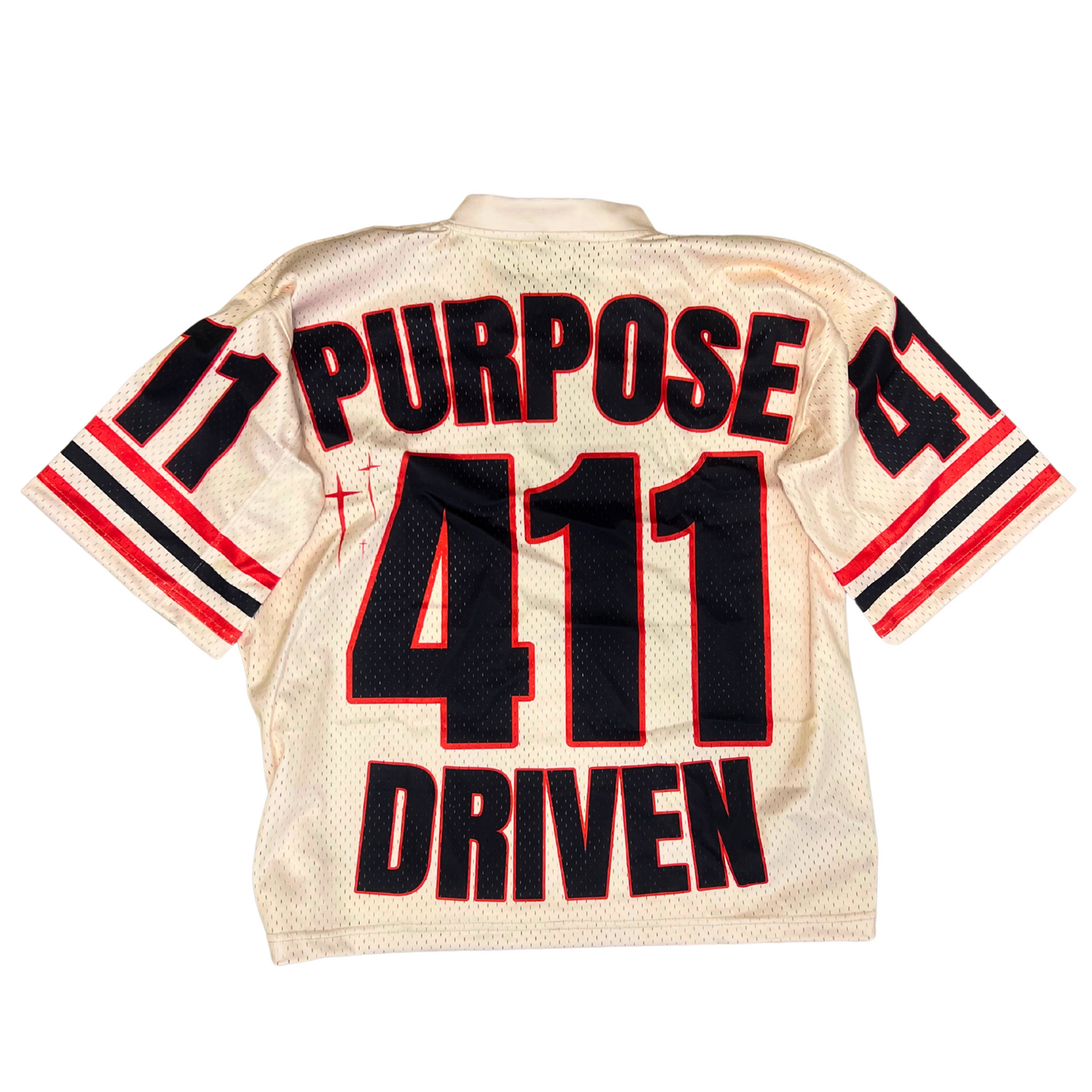 YEAUX Purpose Driven 411 mesh jersey - cream/black/red