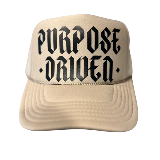 Purpose Driven Trucker hat - tan/black